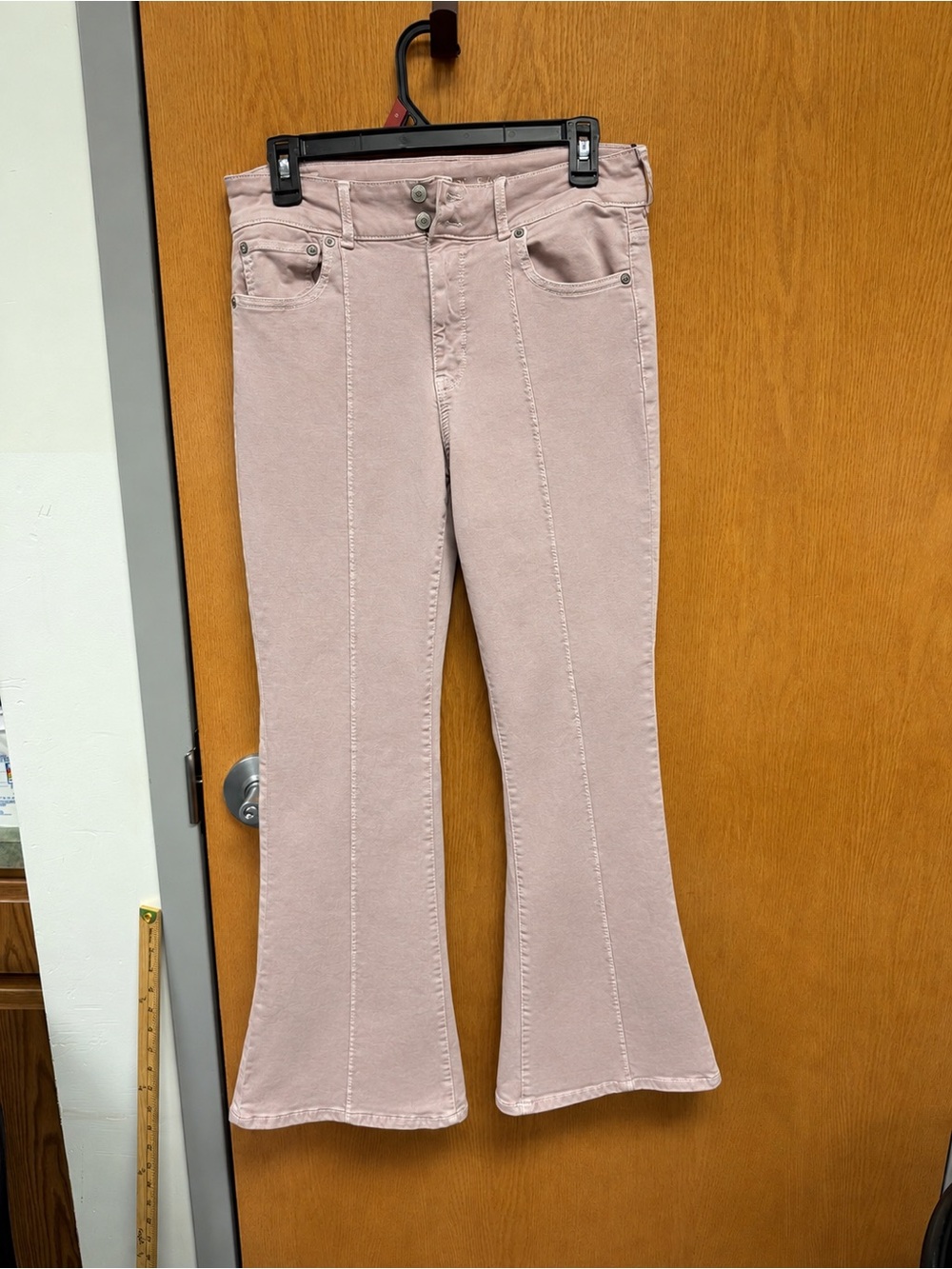 American Eagle Outfitters Dusty Pink High-Rise Flare Jeans